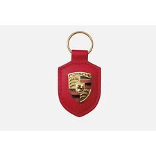 Genuine Porsche Crest Keyring Key Chain Leather Red driven by dreams  picture