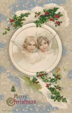 CHRISTMAS - Two Angels A Merry Christmas Winsch Postcard picture