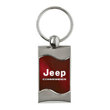 Jeep Commander Keychain & Keyring - Burgundy Wave Spun Brushed Metal Key Chain picture