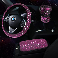 Pink Bling Car Accessories Set for Women, Bling Steering Wheel Covers for Women  picture