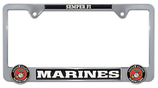 MARINES 3D CHROME METAL LICENSE PLATE FRAME USA MADE picture
