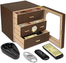 Premium High-Capacity Cigar Humidor Cabinet | Walnut Finish Precision Humidifier picture