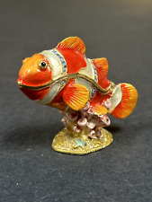 Vintage Fish Enamel Bejeweled Trinket Box. picture