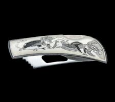 Frolicking Mermaid Stainless Steel Silver Hawk Knife.  Turtle, Dolphin, Resin picture