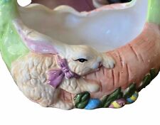 VTG Designpac Easter Basket Ceramic Rabbits Carrots 7”x 6” Holiday Decorative picture