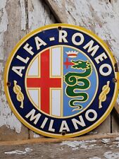 VINTAGE ALFA ROMEO PORCELAIN SIGN ITALIAN SPORT CAR AUTOMOBILE SALES SERVICE 12