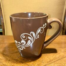 Vtg DesignPac Ceramic 5” Tall Floral Brown Coffee Mug picture