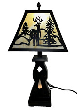 Tiffany Style Lamp w Shade By Collections etc 2006 Elk /Deer 3 Way Light 20