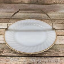 Anchor Hocking Oven Proof Dish - USA 2378 Swirl Pattern w/ Gold tone Handle picture