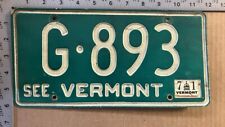 1971 Vermont license plate G-893 Ford Chevy Dodge 13734 picture