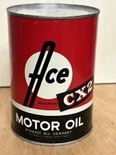 NOS Ace CX2 Motor Oil One Quart Metal Oil Can -FULL- Beautiful Glossy Paint picture