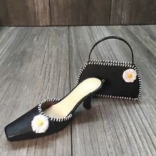Miniature Simple Black & White Daisy Flower Shoe & Matching Handbag Fashionable picture