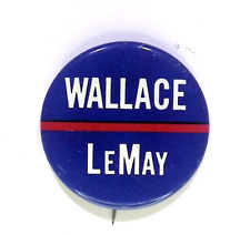 VINTAGE 1968 GEORGE WALLACE AND CURTIS LEMAY PRESIDENTIAL CAMPAIGN BUTTON PIN picture