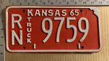 1965 Kansas truck license plate RN 9759 YOM DMV Reno CLEAN BRIGHT COLORS 11821 picture