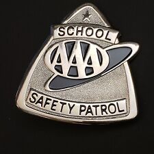 New Vintage AAA School Safety Patrol Black Silver Tone Metal Badge Pin picture