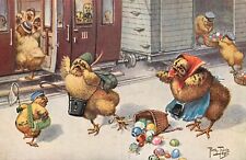 Thiele Postcard 1376 Dressed Chicks Get Eggs Delivered via Railroad Train Car picture