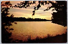 Vtg Greetings Greenbay Wisconsin WI Sunset Over Lake View 1950s Old Postcard picture