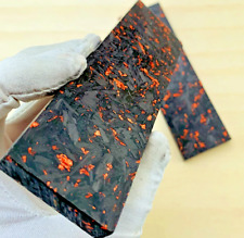 2 Pcs Black Marbled Carbon Fiber Copper Powder Knife Handle Scales 135x40x4mm picture
