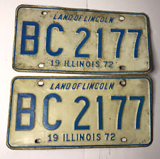 Illinois 1972 Pair Old License Plate Garage Vtg Car Tag Set Classic Man Cave picture