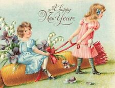 c1910 Girls Huge Exaggerate Package Germany New Year P369 picture