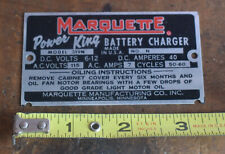 Vintage Marquette Power King Battery Charger Advertising Nameplate Tag Emblem picture