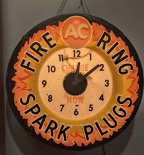 AC Delco Fire Ring Spark Plugs Lighted Clock working picture