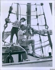 1957 Dr Earle Reynolds Shoots Sun With Sextant On Yacht Phoenix Boats Photo 7X9 picture
