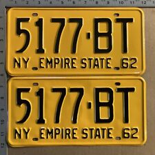 1962 1963 New York license plate pair 5177 BT YOM DMV Ford Chevy Dodge P066 picture