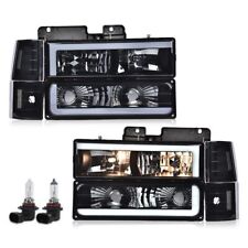 Fit For 88-98 GMC Sierra C/K Silverado Smoked Lens LED Tube Headlights Lamps picture