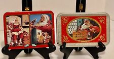 Coca Cola Metal Tin Cans Christmas Santa for Playing Cards Xmas Container Empty picture