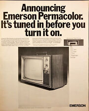 1972 Emerson Permacolor Color TV Vintage Print Ad Mid Century Modern TV w/Handle picture