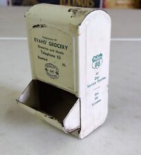 Vintage Evan's Grocery Stanford IL Phillips 66 Advertising Wall Match Holder picture