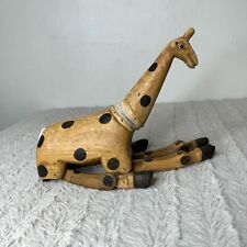 Vintage Wooden Folk Art Giraffe Swinging Shelf Sitter Legs Moving Neck Figure picture