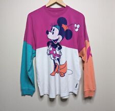 Disney Parks M Spirit Jersey Minnie Mouse Pink Color block Rare Resort Shirt A6 picture