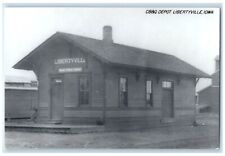 c1960's CB&Q Libertyville Iowa Vintage Train Depot Station RPPC Photo Postcard picture