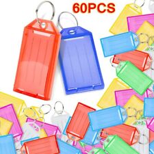 60Pcs Plastic Key Tags Label Name Luggage Car Tags Split Rings Baggage Chains US picture