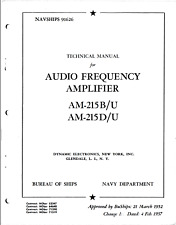 38 Page 1952 Navy NAVSHIPS AUDIO FREQUENCY AMPLIFIER AM-215B/U D/U Manual on CD picture