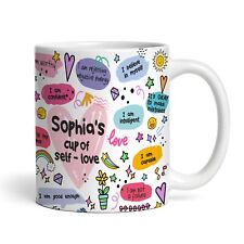 Colourful Doodle A Cup Of Self Love Positive Affirmations Gift Personalised Mug picture