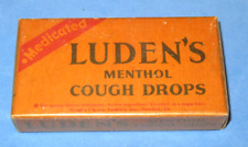 NOS VINTAGE LUDEN'S MENTHOL COUGH DROPS 5 CENT MEDICINE BOX - STILL IN WAX PAPER picture