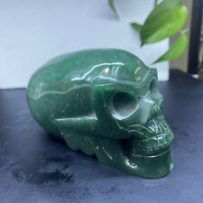 2.85lb Natural green aventurine Quartz Carved Crystal skull Reiki Healing Decor picture