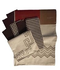 NEW 8pc PONDAROSA Embroidered Linen Cotton Table Runner 2 Sided 6 Napkins, 1 Mat picture