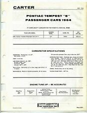 1964 6cyl. Pontiac Tempest 215 CI  Carter YF Carburetor Sheets picture