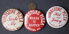 1960-70s Era Medford Wisconsin Tombstone Pizza 3 pin set All Different slogans-- picture