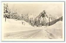 c1940's Sunset Highway Snoqualmie Pass In Winter WA Ellis RPPC Photo Postcard picture