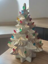 13.5” Vintage Porcelain White Christmas Tree Works Great, beautiful  picture