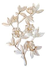 VINTAGE 3D WHITE GOLD FLOWER DOGWOOD  WALL PLAQUE HOLLYWOOD REGENCY MCM USA picture