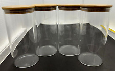 4Pcs Ecology Pantry Round Canisters Glass Food Containers/Storage w/ Bamboo Lid picture