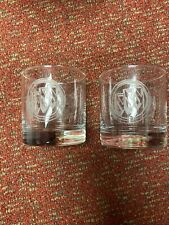 Vintage Buick Gm double oldfashion whiskey glass x2 etched barware new picture