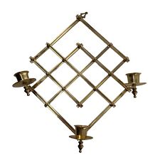 VTG Brass Accordion Scissor Candle Holder Wall Mount Sconce USA Made MCM Lattice picture