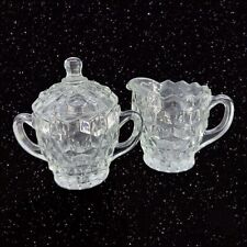 Vintage Fostoria American Glass Cubist Cream and Sugar Set 2 Clear Crystal VTG picture
